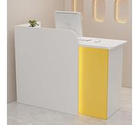 Moderno escritorio de recepción amarillo con cajón con cerradura, mostrador de seguridad de 110 cm, ideal para oficinas y tiendas, elegante solución de servicio al cliente