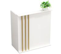 Moderno escritorio de recepción blanco con cajones con cerradura para tienda de conveniencia, tienda de ropa, barbería, hotel, tamaño pequeño, con armarios incluidos