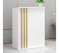 Moderno escritorio de recepción blanco con cajones con cerradura, pequeño mostrador de ventas para salón, efectivo, oficina, 60 x 45 x 95 cm