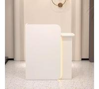 Moderno escritorio de recepción blanco con cajones ligeros con cerradura elegante frontal de madera, ideal para oficina, salón, tienda, vestíbulo, hotel, hogar (60 x 45 x 100 cm)