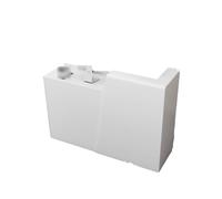 Moderno escritorio de recepción blanco de 100 cm, mostrador pequeño para salones y tiendas de ropa, elegante diseño lateral izquierdo, perfecto para espacios compactos, solución elegante de muebles