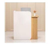Moderno escritorio de recepción blanco y amarillo con cajones y luces LED, muebles de oficina elegantes para el hogar, salón, spa, elegante mostrador de recepción y escritorio de bienvenida