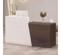Moderno escritorio de recepción con almacenamiento elegante para salón, boutique y cafetería, resistente a los arañazos, fácil montaje, muebles versátiles para uso comercial