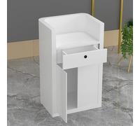 Moderno escritorio de recepción con almacenamiento para oficina delantera, mesa de pago, elegante soporte de anfitriona, pequeño mostrador de venta al por menor para vestíbulo, salón y tienda