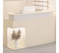 Moderno escritorio de recepción con armario de almacenamiento y cajón, elegante mostrador de recepción para tiendas de ropa, salones de belleza y espacios minoristas, diseño organizado y funcional