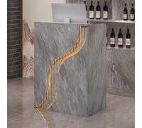 Moderno escritorio de recepción con armario de almacenamiento y gestión de cables, escritorio de secretaria de MDF con cajones, elegante escritorio frontal para uso doméstico y comercial