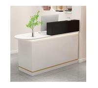 Moderno escritorio de recepción con armarios integrados e iluminación para salones y zonas de salida del hotel, muebles elegantes para una mejor experiencia de los huéspedes