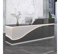 Moderno escritorio de recepción con barra de luz LED, solución profesional de muebles de salón y clínica