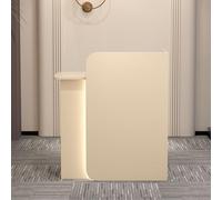 Moderno escritorio de recepción con cajón con cerradura, mesa de mostrador para oficina pequeña, salón, spa y recepcionista, gabinete de computadora color café leche