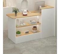 Moderno escritorio de recepción con cajón de almacenamiento, pequeño mostrador al por menor, estantes abiertos, mesa frontal para vestíbulos, salones, minoristas, oficinas en casa, armario derecho