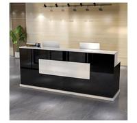 Moderno escritorio de recepción con cajón, mostrador de madera de 120 cm para oficina, vestíbulo, estación de computadora, elegante bancone Cassa para un servicio eficiente (A6 de 47 pulgadas)