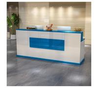 Moderno escritorio de recepción con cajón, mostrador de madera de 59 pulgadas para oficina y venta al por menor, elegante mesa de recepción A5 para uso en computadora, vestíbulo, muebles de vestíbulo