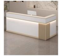 Moderno escritorio de recepción con cajón y gabinete de almacenamiento, escritorio de oficina de 39 pulgadas, acabado de madera natural para el hogar, oficina, vestíbulo, salida, salón de belleza (A2)