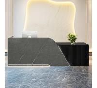 Moderno escritorio de recepción con cajón y gabinete, elegante mostrador de pago al por menor, mesa de servicio al cliente para oficina en casa y vestíbulo de tienda, diseño de lado derecho de 71.9