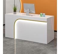 Moderno escritorio de recepción con cajones con cerradura, bandeja para teclado y gestión de cables para oficina en casa, salón y spa