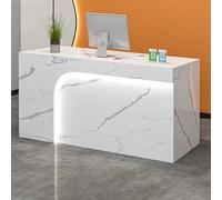 Moderno escritorio de recepción con cajones con cerradura, bandeja para teclado y gestión de cables para oficina en casa, salón y spa