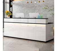 Moderno escritorio de recepción con cajones con cerradura, elegante diseño blanco y negro, ideal para tiendas de negocios, salón, centro de belleza, mesa de mostrador de 120 cm