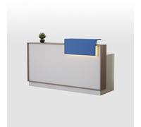 Moderno escritorio de recepción con cajones con cerradura, elegante mesa de mostrador para pasillo y salón de belleza, ideal para decorar y mejorar tu espacio