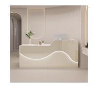 Moderno escritorio de recepción con cajones con cerradura, elegante mostrador para oficina y sala de estar, estación de servicio al cliente versátil para operaciones eficientes