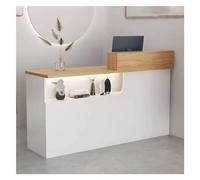 Moderno escritorio de recepción con cajones con cerradura para salón, tienda, clínica, oficina, mesa de mostrador grande para vestíbulo minorista, escritorio elegante y funcional para operaciones