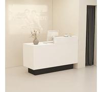 Moderno escritorio de recepción con cajones con cerradura y estantes de almacenamiento, elegante mostrador para salones, tiendas, oficinas en casa y pasillos, 90 cm / 35.4 pulgadas