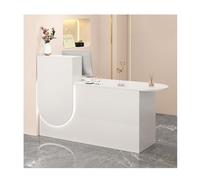 Moderno escritorio de recepción con cajones, elegante mostrador de venta al por menor para salón, oficina, clínica, tienda y hogar, lado derecho, 140 cm, mesa de recepción blanca