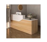 Moderno escritorio de recepción con cerradura de madera para oficina, hotel y minorista, elegante mostrador con cajones en el lado derecho (100 cm) para una mayor funcionalidad