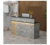 Moderno escritorio de recepción con estantes de almacenamiento - Elegante mesa frontal para pagar, venta al por menor, salón de belleza, vestíbulo y área de recepción (160 cm de profundidad)