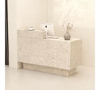 Moderno escritorio de recepción con estantes y cajones, elegante mesa de recepción de oficina, hotel y tienda, color negro, lado derecho, 110 cm (C 130 cm), elegante y funcional