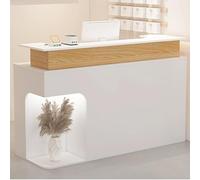 Moderno escritorio de recepción con gabinete de almacenamiento y cajón, elegante mostrador de recepción para salón de belleza, tienda de ropa y espacios minoristas, diseño organizado y funcional