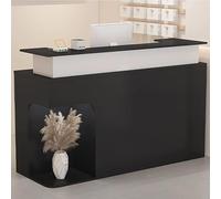 Moderno escritorio de recepción con gabinete de almacenamiento y cajón, mostrador de recepción para tienda de ropa y salón de belleza, elegante estación de pago al por menor, diseño organizado y