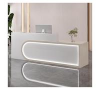 Moderno escritorio de recepción con iluminación LED para oficina y salón, elegante y funcional que ahorra espacio con iluminación ajustable para una mejor experiencia del cliente