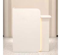 Moderno escritorio de recepción con luces LED con cajones con cerradura y acabado blanco, pequeño mostrador de venta al por menor para pagar