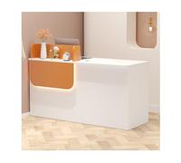 Moderno escritorio de recepción con luces LED, elegante escritorio de oficina y mostrador de pago minorista para vestíbulos, salones, oficinas en casa, fácil instalación (140 cm)