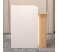 Moderno escritorio de recepción con luces LED y cajones con cerradura, pequeño escritorio frontal para pago al por menor, mostrador de recepción de madera para una mejor experiencia del cliente