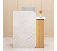 Moderno escritorio de recepción con luz LED en forma de L con cajón con cerradura, ideal para oficina, salón de belleza o vestíbulo, mostrador de salida para una bienvenida elegante