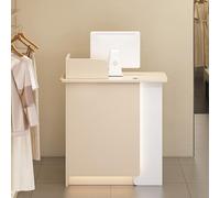 Moderno escritorio de recepción con luz LED y cajón con cerradura, pequeña mesa de oficina con armario de almacenamiento para uso doméstico o comercial