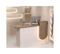 Moderno escritorio de recepción con taquillas y estantes de almacenamiento, elegante mostrador de recepción LED para salones, minoristas, oficinas en casa, diseño contemporáneo para una mejor nización