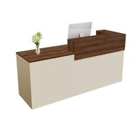 Moderno escritorio de recepción de madera con cajones con cerradura y almacenamiento para teclado, mostrador de servicio al cliente perfecto para cajeros, oficinas y zonas de espera (B derecha, 160 x