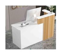 Moderno escritorio de recepción elegante de nogal, material seguro y fiable, diseño simple, versátil para oficinas, 120 cm, configuración izquierda