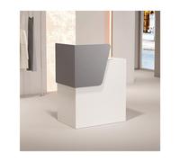 Moderno escritorio de recepción: elegante mesa frontal para tiendas, vestíbulos, salones de belleza y oficina con gestión de cables