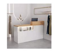 Moderno escritorio de recepción, elegante mostrador de bienvenida de 140 cm para salón de belleza y tienda de ropa. Elegante recepción de madera para una mejor experiencia del cliente