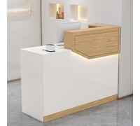 Moderno escritorio de recepción en forma de L con cajones con cerradura, elegante mostrador de oficina frontal para pago al por menor, elegante mueble de recepción de centro comercial, perfecto para