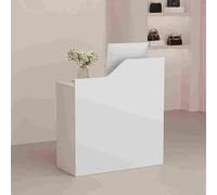 Moderno escritorio de recepción en forma de L con cajones con cerradura, ideal para la oficina en casa, salones de belleza y espacios comerciales. Elegante mesa de mostrador para un entorno de trabajo