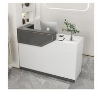 Moderno escritorio de recepción en forma de L con cajones de almacenamiento, elegante mostrador de oficina para espacios pequeños, perfecto para vestíbulos y áreas de recepción, diseño que ahorra