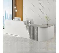 Moderno escritorio de recepción en forma de L con cajones y estantes de almacenamiento, perfecto para vestíbulos, escuelas y exposiciones de arte, lado derecho, 150 x 60 x 100 cm, muebles de oficina