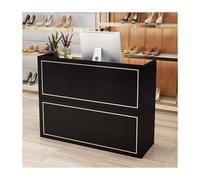 Moderno escritorio de recepción en forma de L con mostrador y cajones con cerradura, elegante escritorio frontal para pagos y vestíbulos (C L 100 cm/39.3 pulgadas), ideal para oficinas y negocios