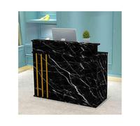 Moderno escritorio de recepción en forma de L, con patrón de piedra negra, mostrador para tiendas de ropa y conveniencia, elegante unidad de recepción de bienvenida de 80 cm, simple y funcional