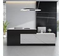 Moderno escritorio de recepción en forma de L, elegante mueble de oficina con cajón de teclado, mesa de bienvenida compuesta de madera para áreas de recepción, mostrador de servicio al cliente, diseño