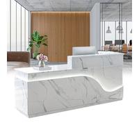 Moderno escritorio de recepción LED, mesa frontal de 63 pulgadas con cajón con cerradura, gabinete y bandeja para teclado, ideal para oficina, salida al por menor, salón, SOHO, tienda, Fishbelly